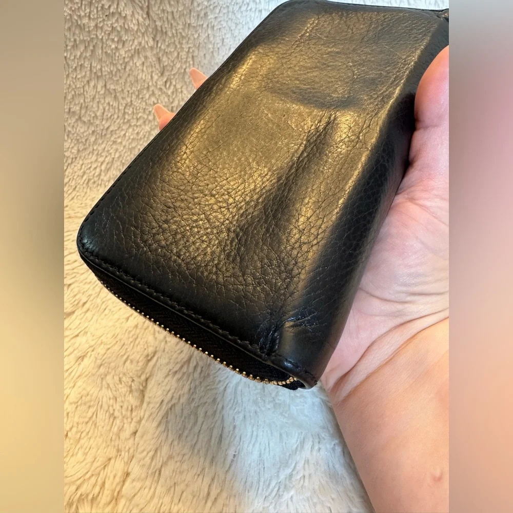 CHLOE Lily Continental Leather Bow Zip Wallet in Black - EUC
